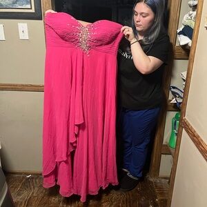 Night Moves Prom Collection Vibrant Pink Strapless Gown